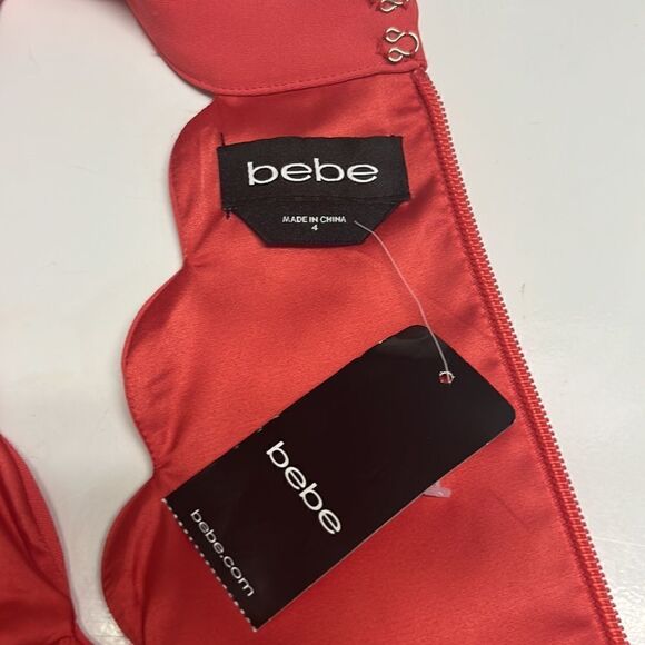 bebe Coral Sleeveless Scalloped Detail Flare Dress w/ High Neck & Pleats- Size 4 - Picture 13 of 16